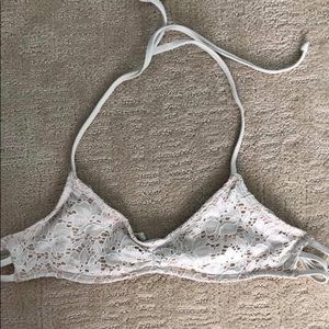 Roxy white lace tie bikini top size S